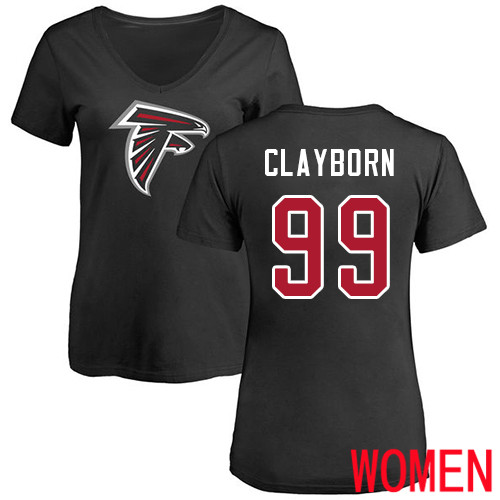 Atlanta Falcons Black Women Adrian Clayborn Name And Number Logo NFL Football #99 T Shirt->nfl t-shirts->Sports Accessory